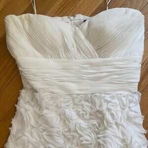 JS Collections, white strapless floral tulle textured mini dress, size 8